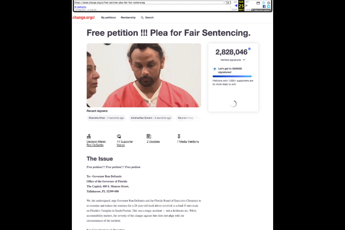 Free Harjinder Singh petition screenshot