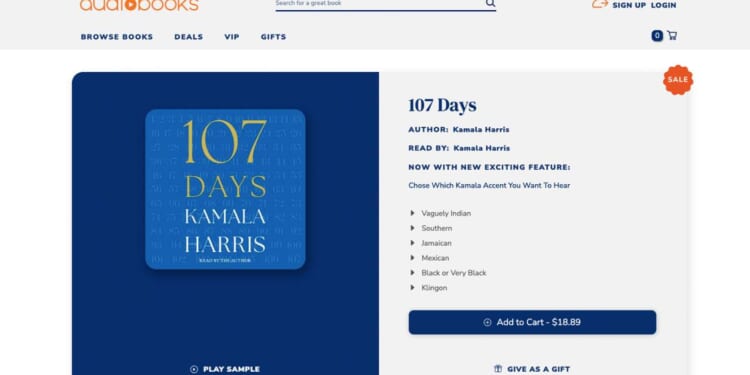 Image for article: Kamala's Audiobook Lets You Pick Which Kamala Accent You Want To Hear For Each Chapter