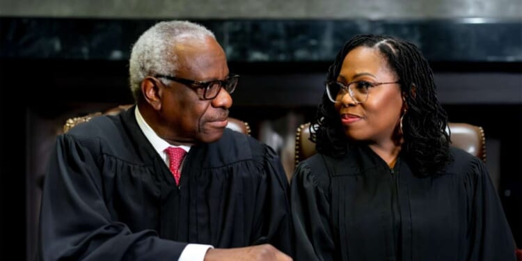 Image for article: Clarence Thomas Gently Explains To KBJ That Not All Black People Are Mentally Disabled, Just Her