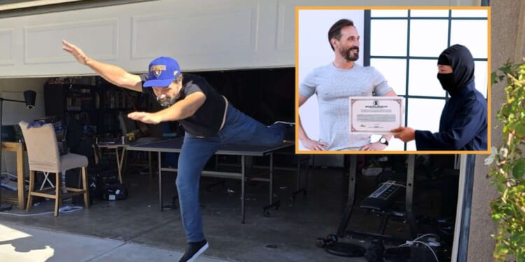 Image for article: Dad Accepted Into Ninja School After Leaping Under Garage Door As It's Closing
