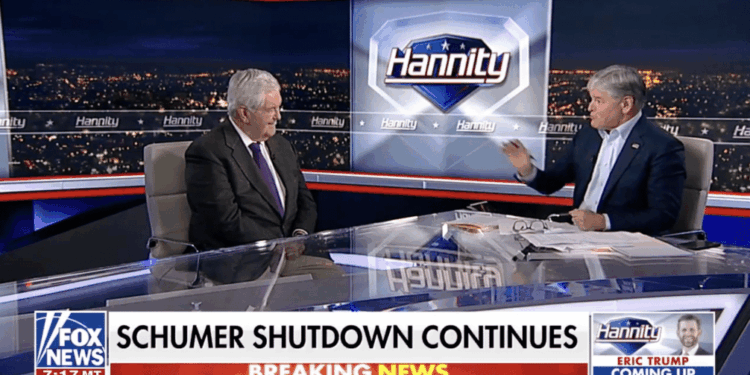 Gingrich Talks GOP Shutdown Strategy, Dem Craziness on Hannity [WATCH]