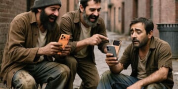 Image for article: Homeless Man Made Fun Of By All The Other Homeless Men For Not Having iPhone 17