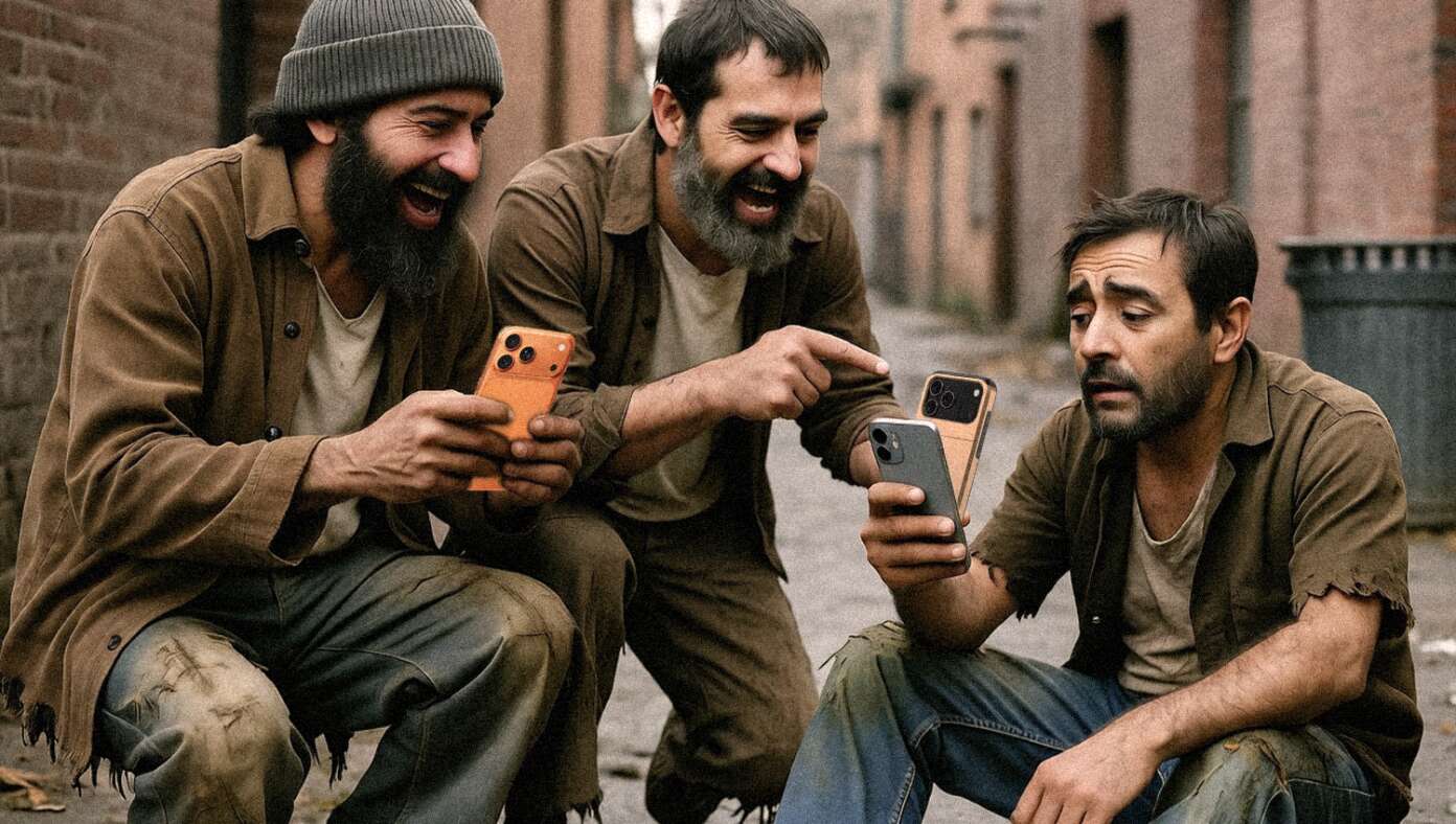 Image for article: Homeless Man Made Fun Of By All The Other Homeless Men For Not Having iPhone 17