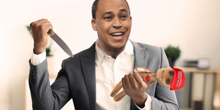 Image for article: Jay Jones Unwinds After Stressful Day By Repeatedly Stabbing His Republican Voodoo Doll