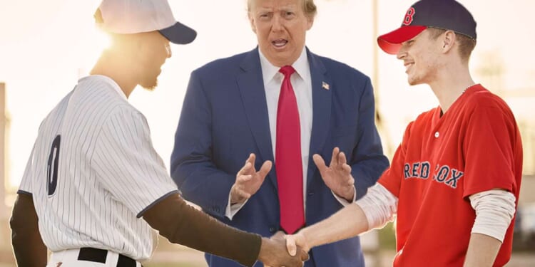 Image for article: Trump Brokers Historic Peace Deal Between Yankees And Red Sox Fans