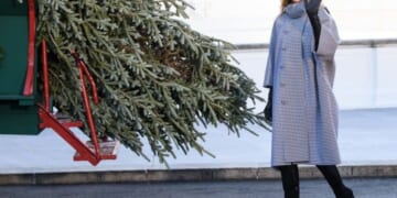 First Lady Melania Trump Welcomes White House Christmas Tree