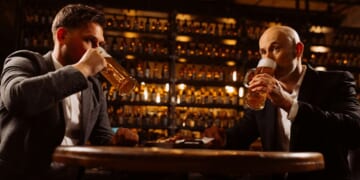 Image for article: Death Of Awkward Conversation Marked By Simultaneous Drink Sipping