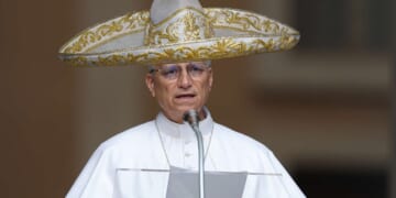 Image for article: In Show Of Support For Immigrants, Pope Leo Dons New Papal Sombrero