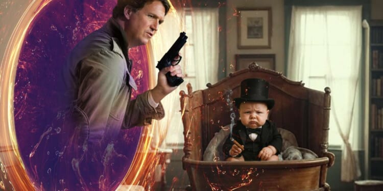 Image for article: Tucker Carlson Builds Time Machine To Kill Baby Churchill
