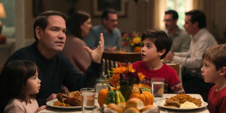 Image for article: ‘That Ukraine-Russia Peace Deal? I Brokered It. Me!’ Marco Rubio Tells Everyone At Thanksgiving Kids' Table