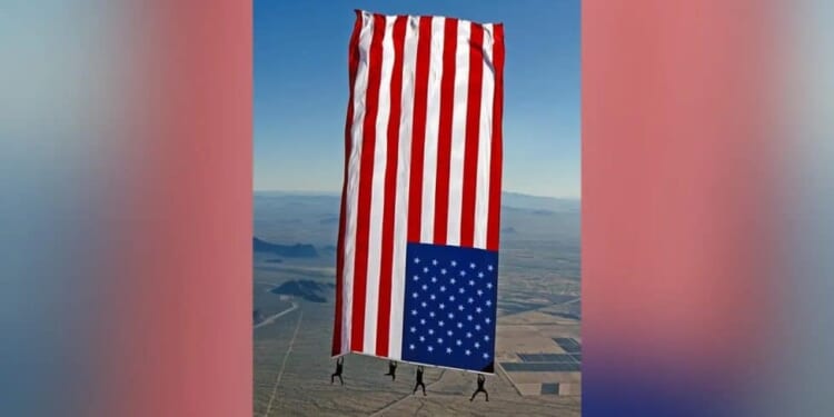 RED, WHITE & WHOOSH! Elite Skydiving Team Takes Patriotic Plunge With Giant American Flag to Beat Libya's Record [WATCH]
