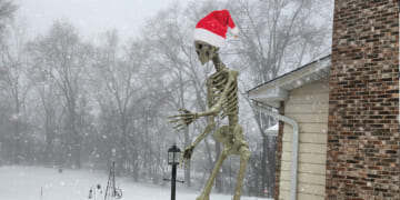 Image for article: Santa Hat Added To Halloween Decoration