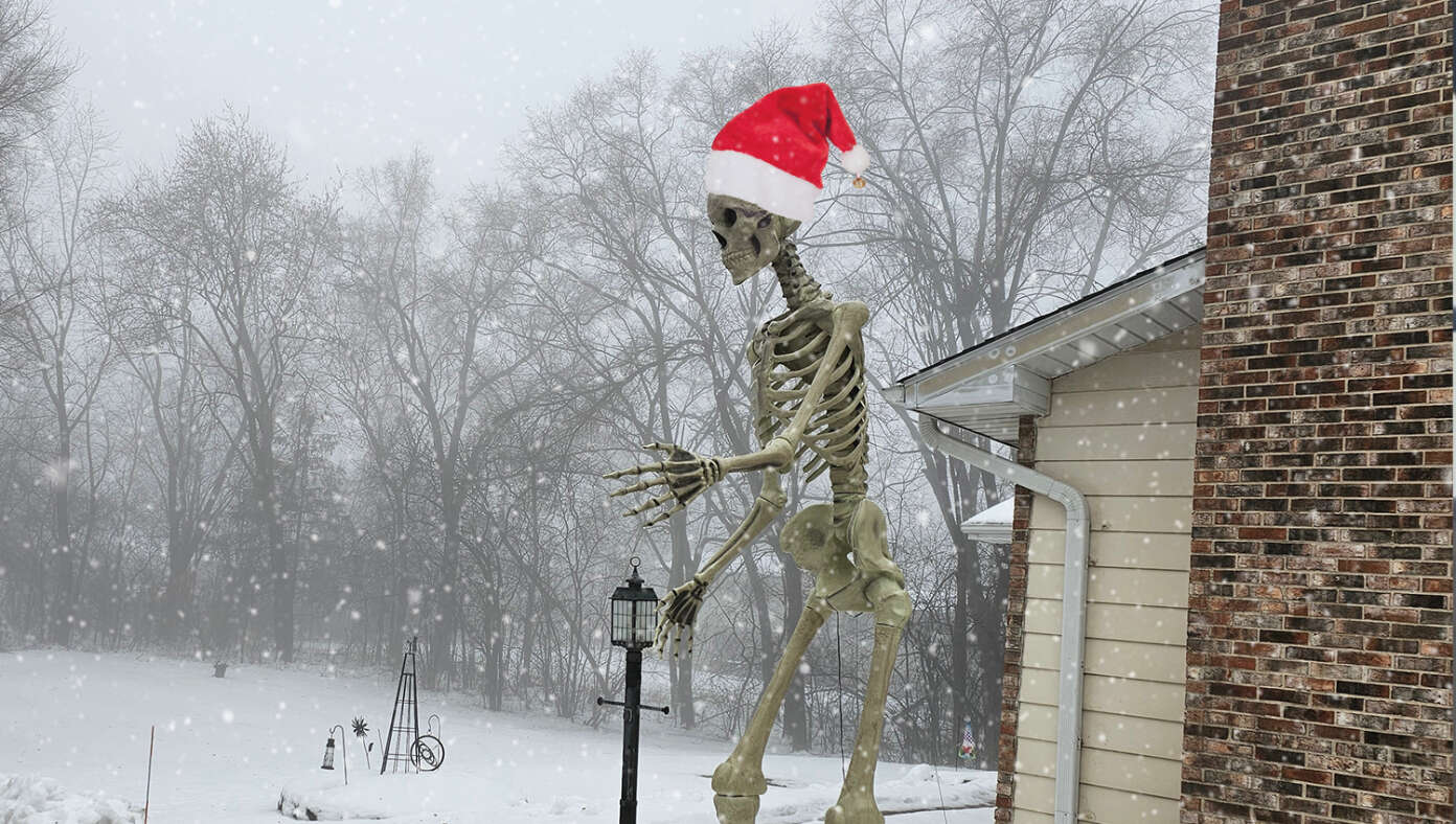 Image for article: Santa Hat Added To Halloween Decoration