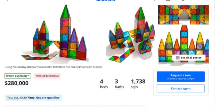 Image for article: Toddler’s Magnetic Tile House Listed For $280K On Zillow