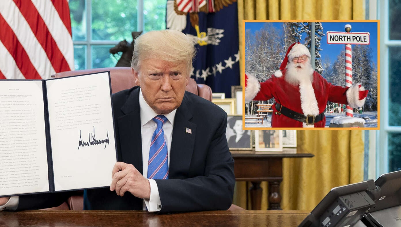 Image for article: Trump Imposes 25% Tariffs On All Incoming Christmas Presents From The North Pole