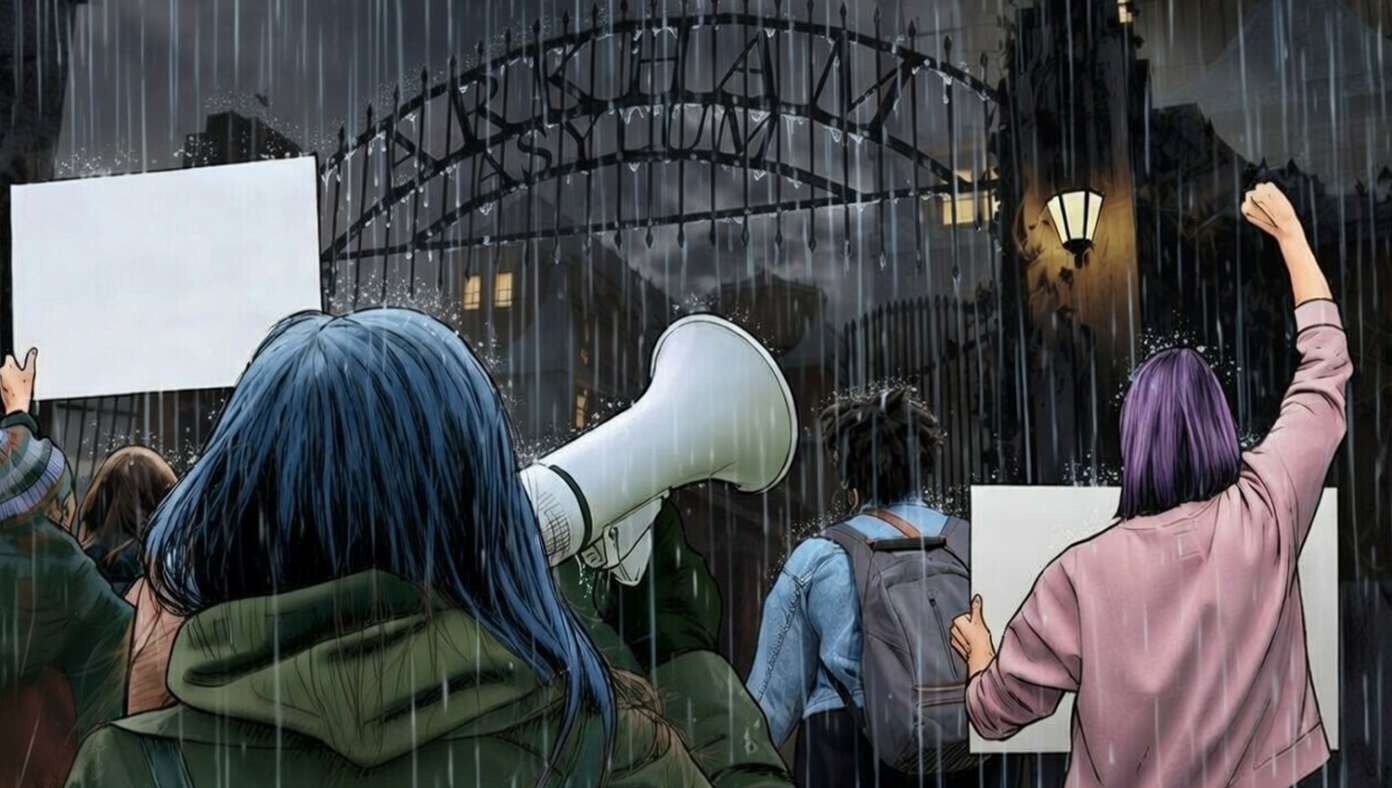 Image for article: Gotham’s Liberal Women Gather Outside Arkham To Protest Arrest Of The Joker