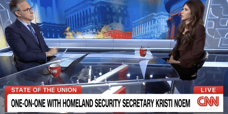 Noem Torches Tapper During Contentious CNN Interview on ICE Shooting [WATCH]