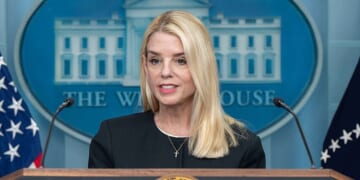 Image for article: Pam Bondi Says She Has Finally Figured Out What DOJ Stands For