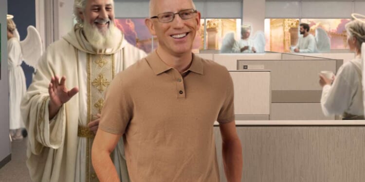 Image for article: St. Peter Shows Scott Adams To His Glorious Heavenly Cubicle