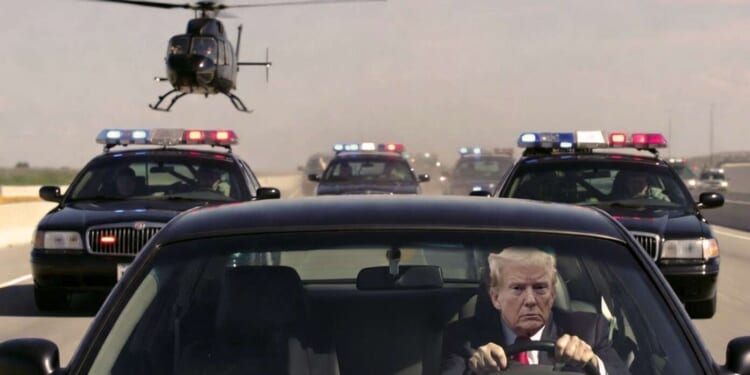 Image for article: Trump In High-Speed Chase From International Cops After Breaking International Law