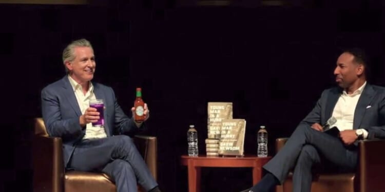 Image for article: Gavin Newsom Wows Black Audience By Putting Some Hot Sauce In His Purple Drank