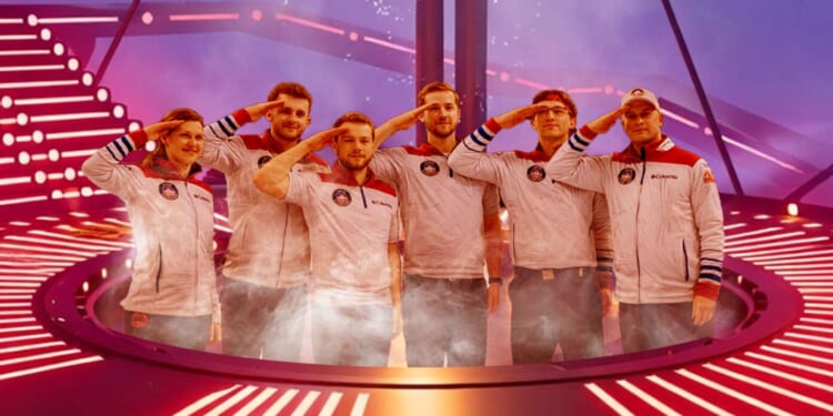 Image for article: Olympic Curlers Give Final Salute As They Are Lowered Into Carbon-Freezing Chamber Until Next Winter Games