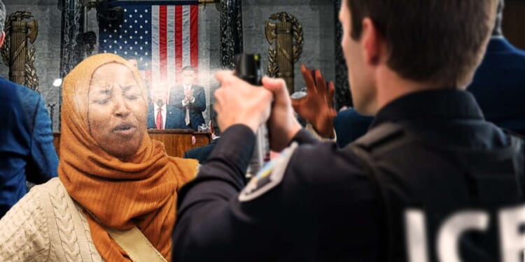 Image for article: Trump Forced To Deploy ICE During State Of The Union To Pepper Spray Unruly Democrats