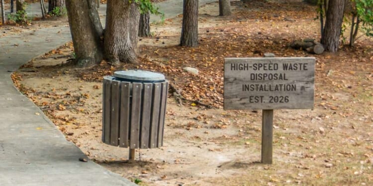 Image for article: California Celebrates Installation Of Single L.A. Trash Can That Cost $400 Billion And Took 18 Years To Build