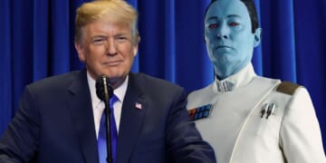 Image for article: Donald Trump Appoints Grand Admiral Thrawn To Lead The Carrier Strike Group In Persian Gulf