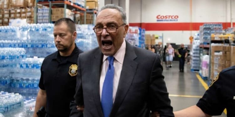 Image for article: 'Jim Crow 2.0!' Shouts Chuck Schumer While Being Escorted Out Of Costco For Not Having Membership Card
