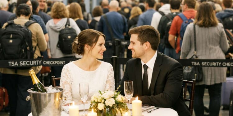 Image for article: Local Couple Enjoys Romantic Two-Week Honeymoon In TSA Line