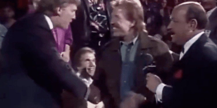 MAGA POWERS COLLIDE: Donald Trump Shakes Hands With Chuck Norris at Wrestlemania VII in Resurfaced Clip [WATCH]