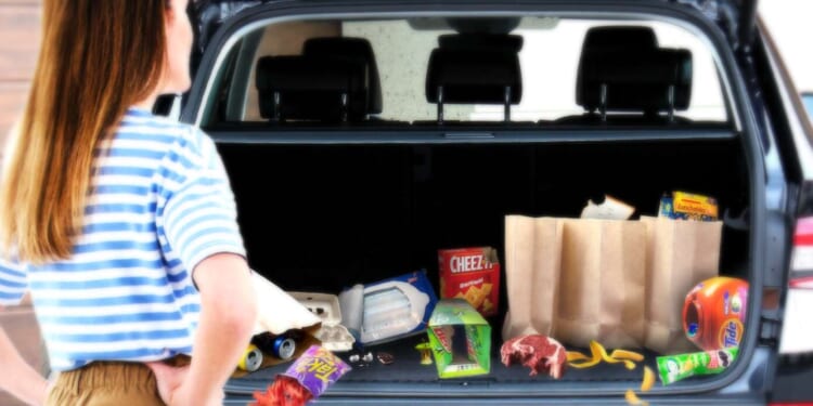 Image for article: Mom Frustrated As Kids Once Again Devour Groceries Before Getting Home From Store