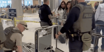 OH, THE HORROR! ICE Agents Hand Out Waters, Tell Folks to Have a Safe Flight at Houston Airport [WATCH]