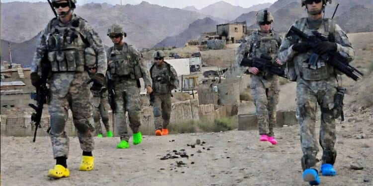 Image for article: Soldiers Issued Crocs So Trump Can Say He Didn't Put Boots On The Ground