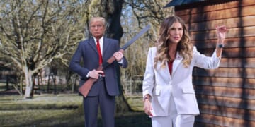 Image for article: Tearful Trump Takes Kristi Noem Behind Woodshed