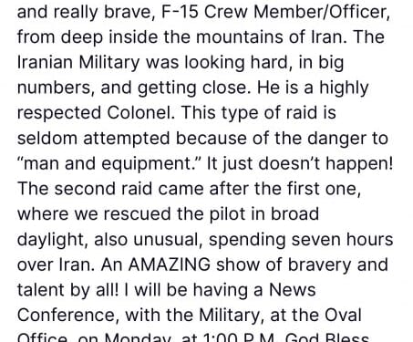 Easter Miracle: U.S. Rescues Second Crewman From Downed F-15E in Iran : The Other McCain