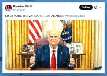 Image for article: BLASPHEMY: Pope Leo Shares AI Picture Of Him Dressed As Trump