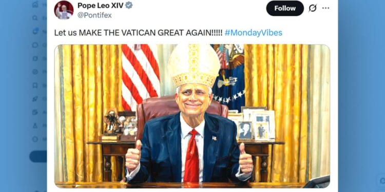 Image for article: BLASPHEMY: Pope Leo Shares AI Picture Of Him Dressed As Trump