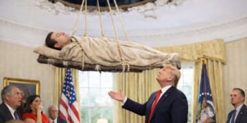 Image for article: Crippled Man Lowered Into Oval Office In Search Of Trump's Healing