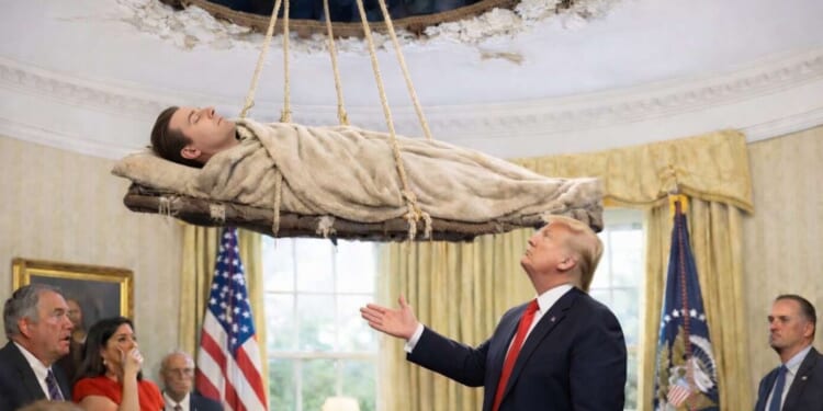 Image for article: Crippled Man Lowered Into Oval Office In Search Of Trump's Healing