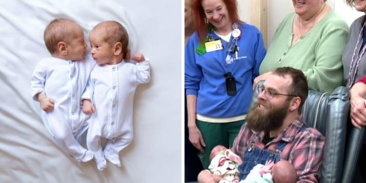 Father and Premature Twins Born 35 Years Apart But Treated by Same Nurses