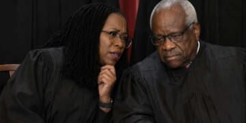 Image for article: 'Is It Too Late To Ask Who Gerry Mander Is?' KBJ Whispers To Clarence Thomas