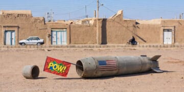 Image for article: Psych! Trump Drops Bombs That Just Shoot Out Little Flags That Say ‘POW!’