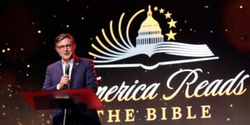 Speaker Mike Johnson Helps Kick Off 'America Reads the Bible' in D.C.