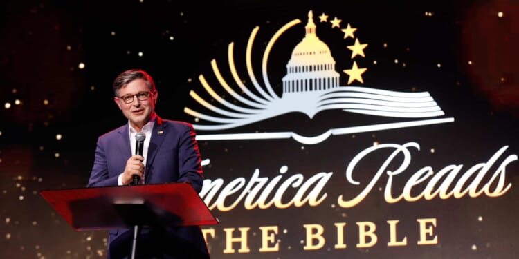 Speaker Mike Johnson Helps Kick Off 'America Reads the Bible' in D.C.