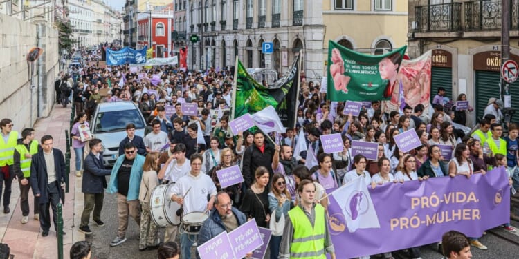 Thousands of People Protest Abortion in Lisbon, Portugal