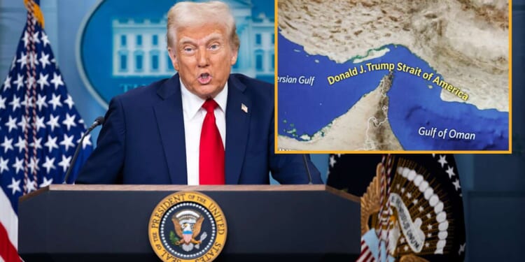 Image for article: Trump Officially Renames Strait Of Hormuz The 'Donald J. Trump Strait Of America'