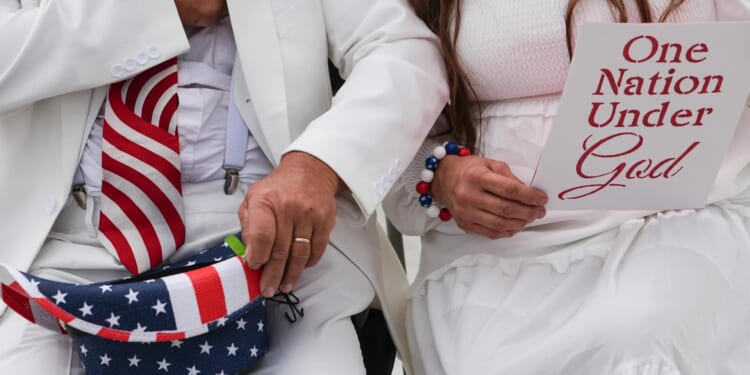 Thousands flocked to the National Mall in Washington for an America-themed prayer rally