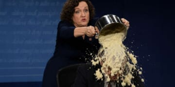 Image for article: California Governor Debate Descends Into Chaos As Katie Porter Dumps Scalding Mashed Potatoes On Moderators